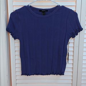 Fitted ribbed purple shirt